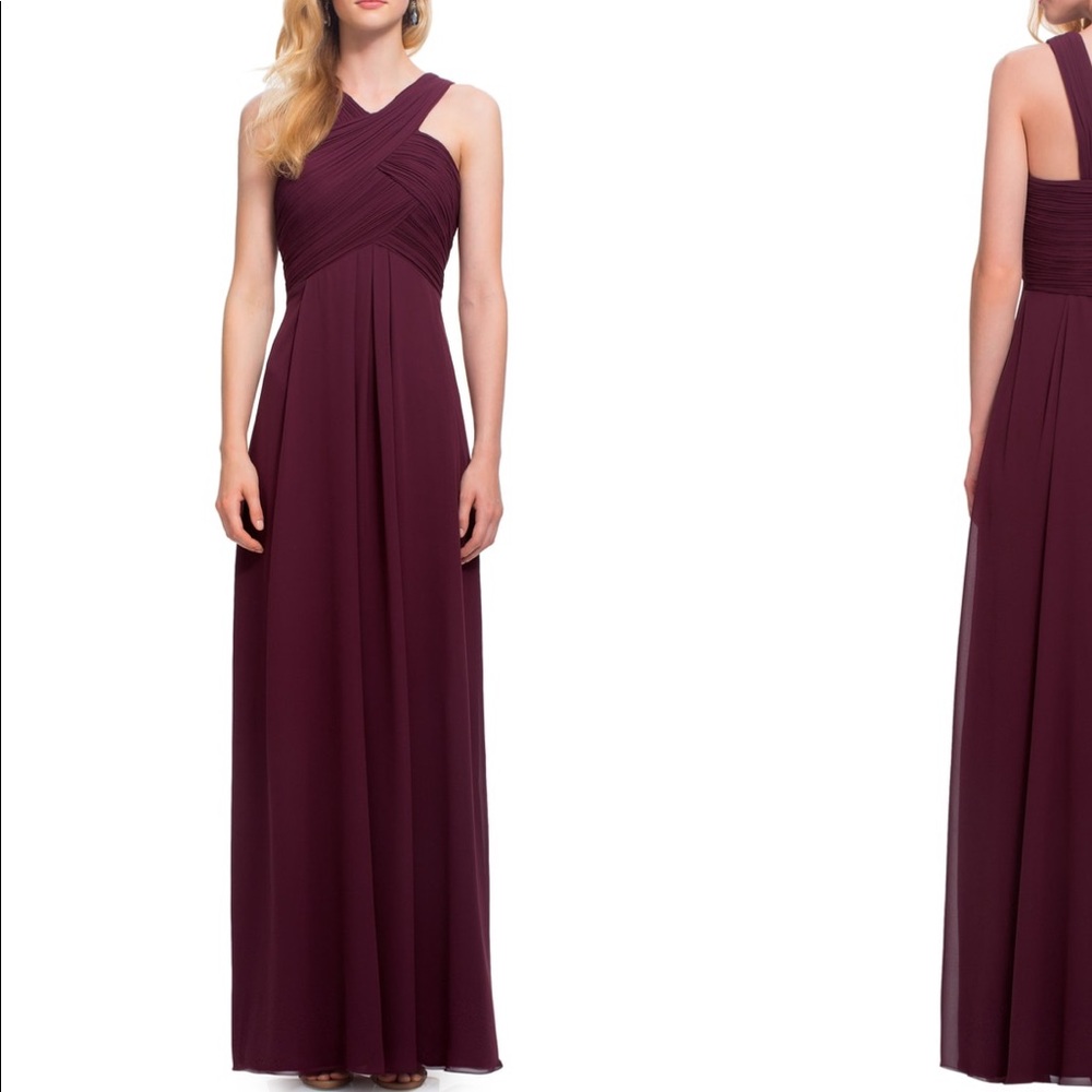 Crisscross bodice chiffon gown